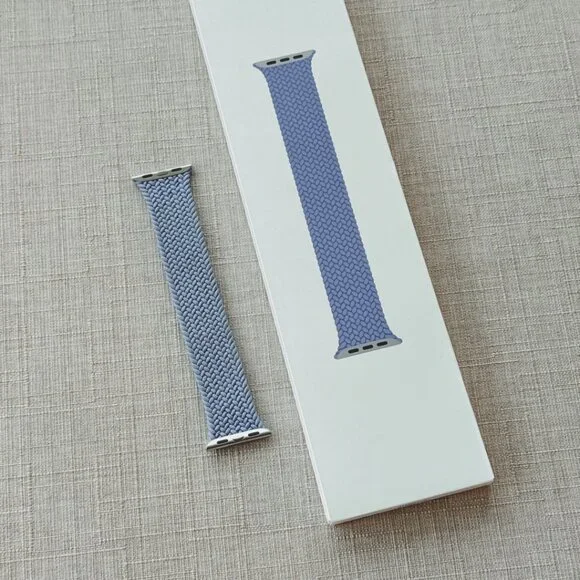 Official Apple Watch Band Braided Solo Loop, 38 40 41mm, Size 4, Green & Purple - Picture 2 of 9